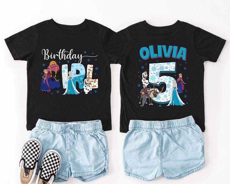 Frozen Birthday Girl Shirt, Personalized Name Age T-Shirt, Winter Princess Party Tee image 6