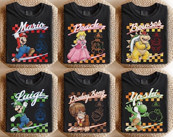 Super Mario Family Matching Shirt, Retro Mario Characters Tee, Custom Mario Birthday Shirt, Mario Trip Shirt, Gamer Family Vacation Tee