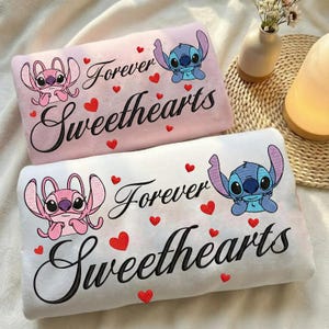 Bluza z haftowanym haftem dla pary, bluza z kapturem Forever Sweethearts zdjęcie 1