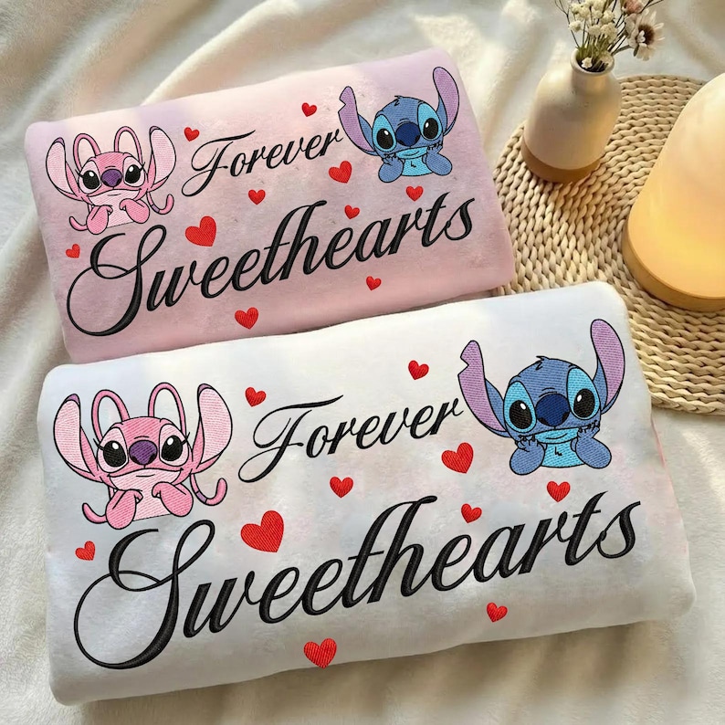 Bluza z haftowanym haftem dla pary, bluza z kapturem Forever Sweethearts zdjęcie 1