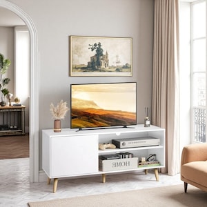 Mid Century Modern TV Stand: 55&quot; Wooden Entertainment Center