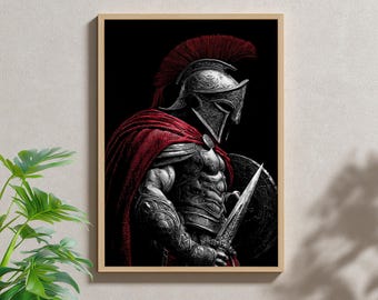 Spartan Warrior Print: Ancient Greek Gladiator Art (Frames NOT Included)