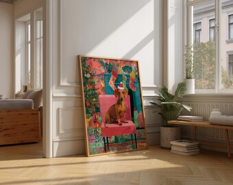 Christmas Dachshund Art Print, Festive Dog Lover Gift