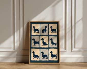 Dachshund Dog Print: Vintage Wiener Dog Illustration, Animal Lover Gift
