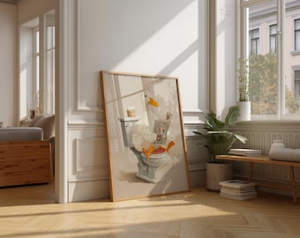 Funny Duck Bathroom Print: Whimsical Farmhouse Animal Wall Art