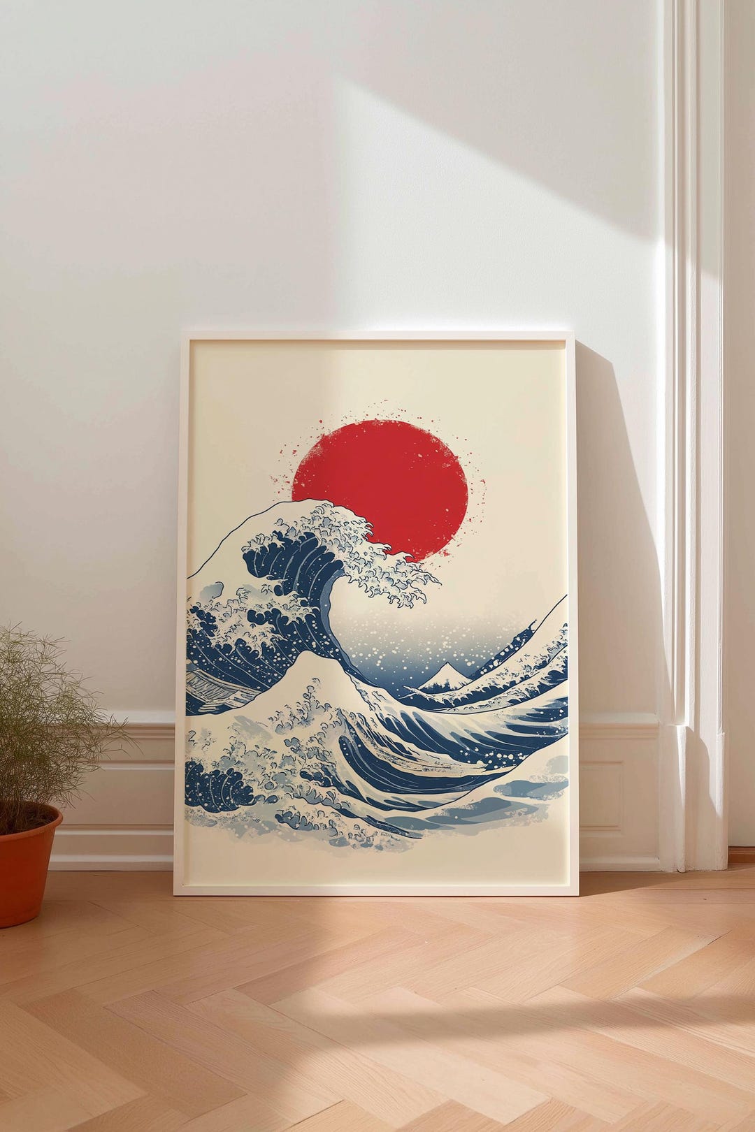 Japanese Wave Art Print: Rising Sun Ocean Poster, Asian Decor - Etsy