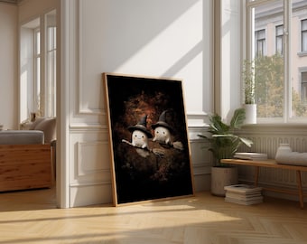 Stampa artistica di streghe fantasma, stravagante decorazione di Halloween