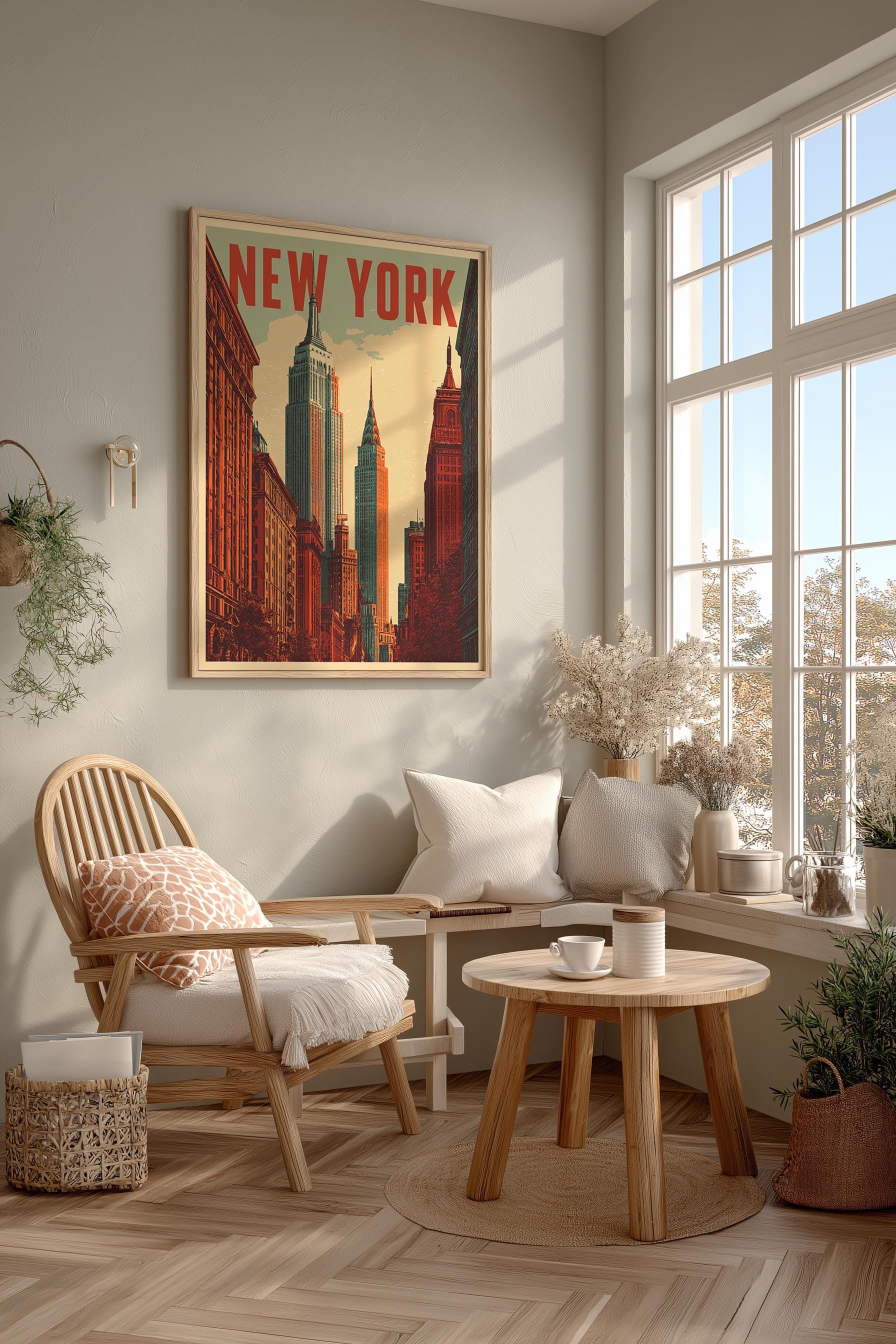 Vintage New York City Poster, Retro NYC Skyline Wall Art Print, Empire ...