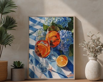 Aperol Spritz-print: zomercocktailkunst aan de muur voor keuken en bar