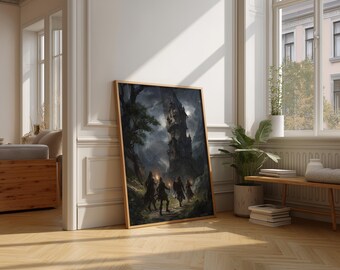 Dark Fantasy Castle Art Print, Medieval RPG Illustration