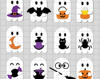 Cute Ghost Halloween SVG Bundle Layered Laser Cut Files for Glowforge, xTool & Cricut | Halloween Sign Cut File Decor