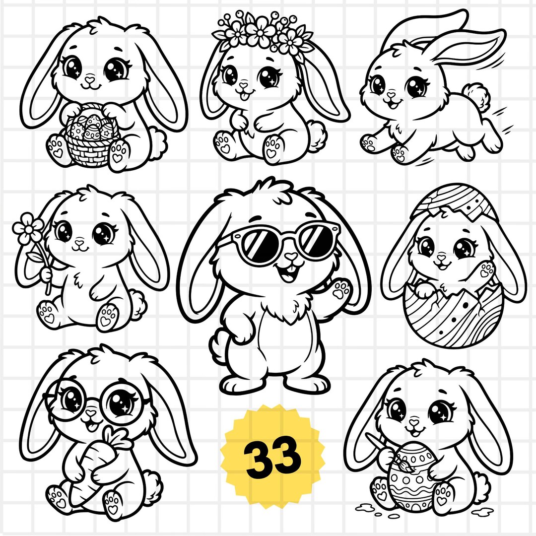 33 Cute Bunny SVG PNG Bundle – Baby Rabbit Clipart, Easter Bunny ...