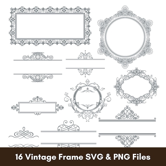 16 Vintage Frame SVG, PNG Bundle | Ornamental Borders & Decorative