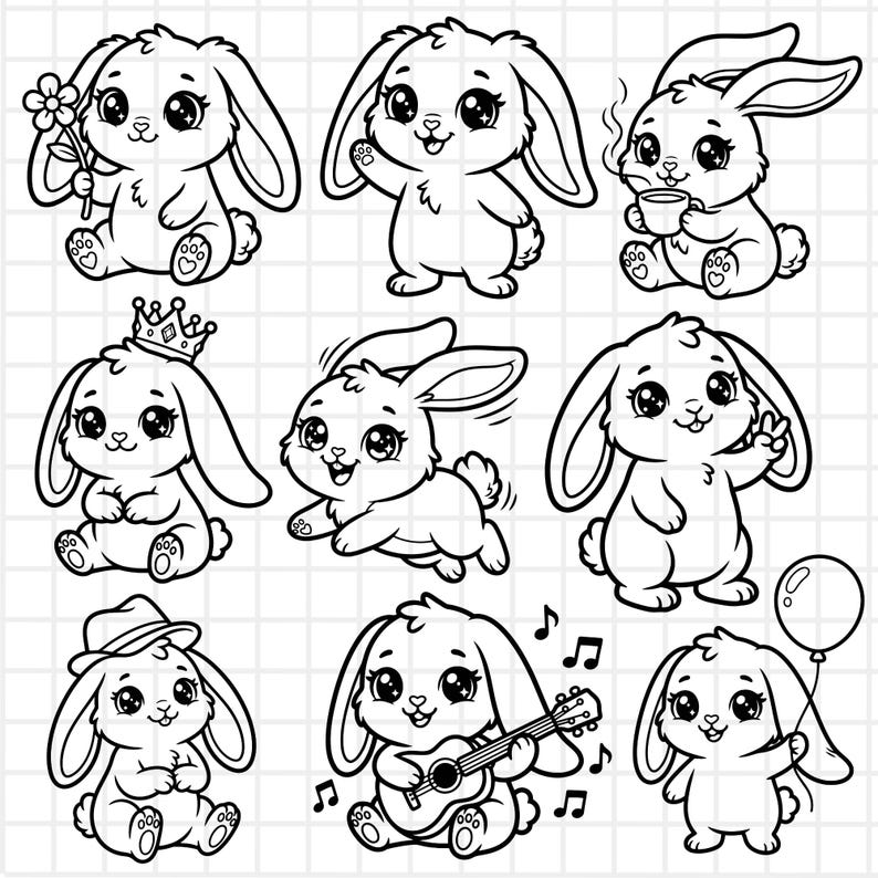 33 Cute Bunny SVG PNG Bundle – Baby Rabbit Clipart, Easter Bunny ...