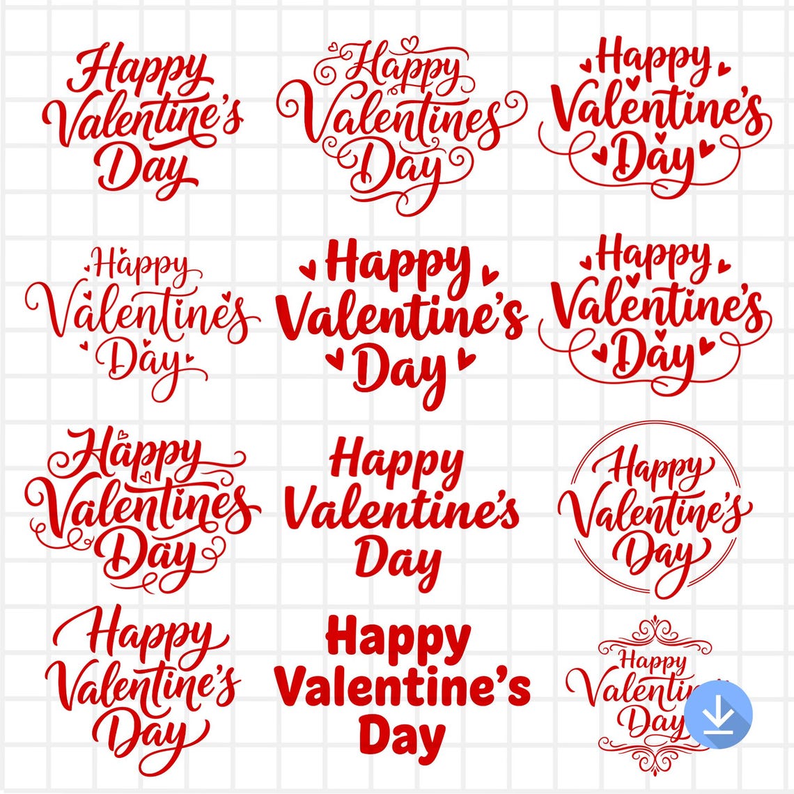 Happy Valentines Day SVG PNG Bundle, Hand Lettered Valentine Designs ...