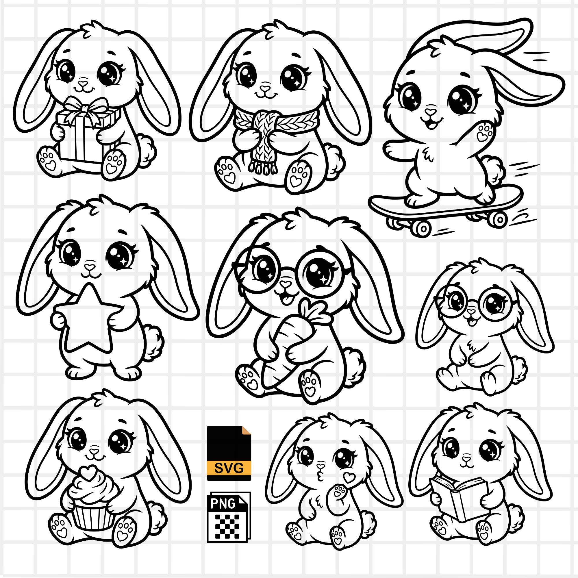 33 Cute Bunny SVG PNG Bundle – Baby Rabbit Clipart, Easter Bunny ...