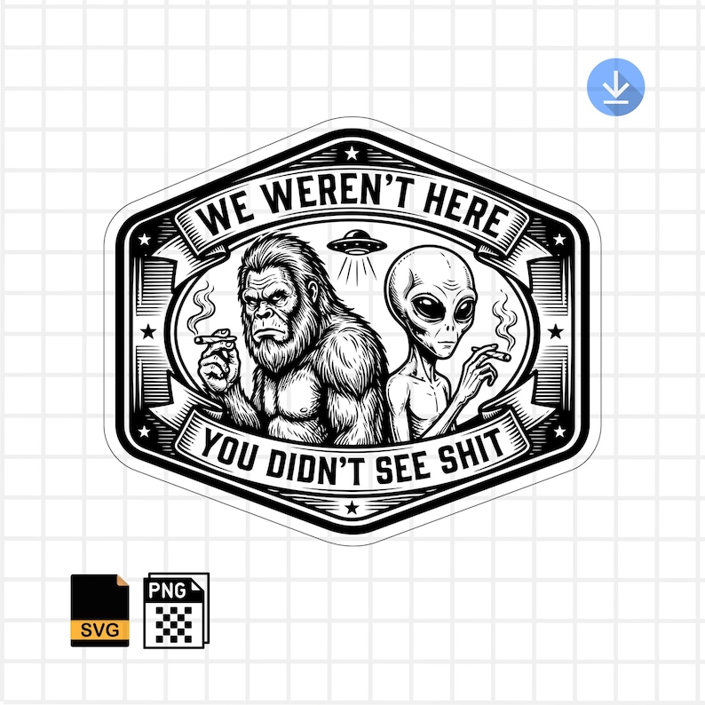 Bigfoot Alien Hat Patch SVG PNG – Funny Sasquatch UFO Laser Engraving ...
