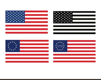 USA Flag SVG Bundle, American Flag PNG, Betsy Ross 1776 Flag Clipart, Patriotic Sublimation Files, 300 Dpi