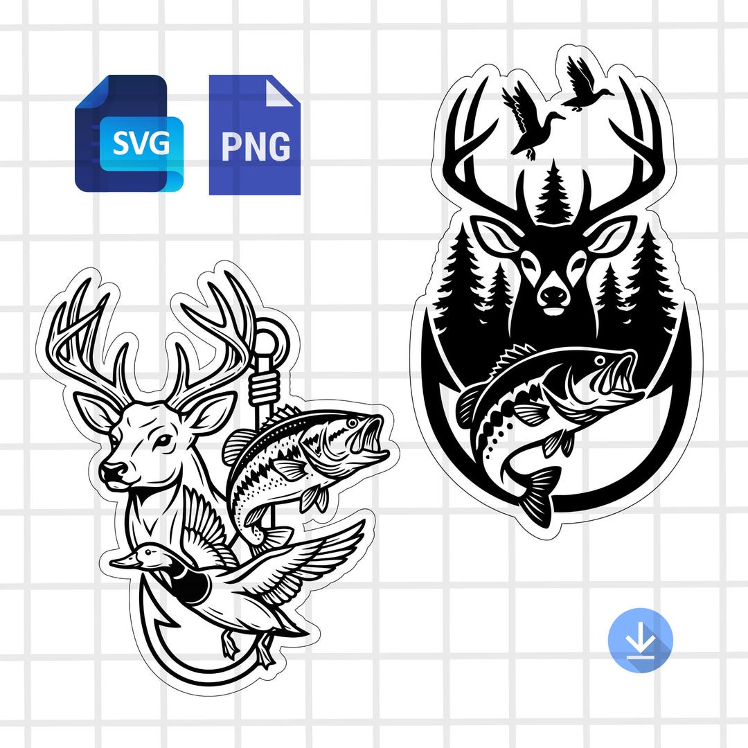 Hunting SVG PNG Files for Leather Laser Engrave Hat Patch | Deer Duck ...