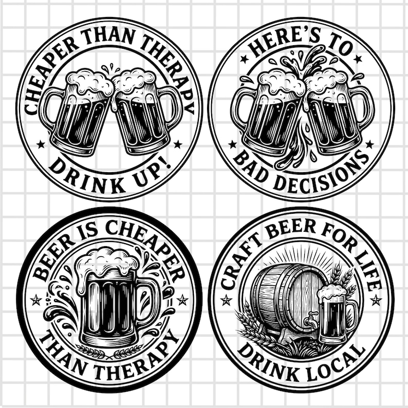 Beer Coaster SVG Bundle, Laser Engraving Files, Glowforge Xtool CNC ...