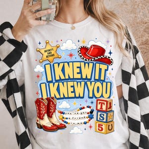 Retro Toy Story 5 PNG, I Knew It I Knew You Western Cowgirl Boots Friendship Bracelet Shirt Design Graphic Download File image 4