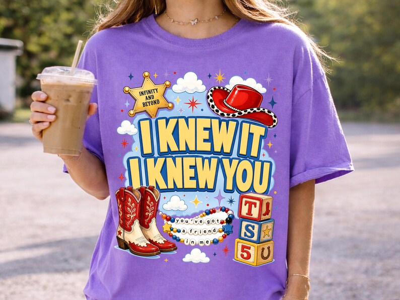 Retro Toy Story 5 PNG, I Knew It I Knew You Western Cowgirl Boots Friendship Bracelet Shirt Design Graphic Download File image 6