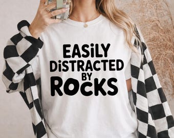 Easily Distracted By Rocks PNG: Funny Geology Humor Geologist Lovers png Rock Collecting Meme Sarcastic Design (Digital Download)