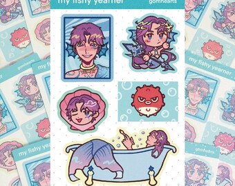 rafayel love and deepspace sticker sheet | qi yu | lads cute stickers