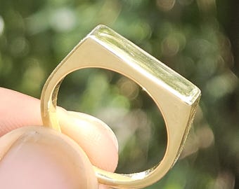 18K Gold Vermeil Signet Ring | 925 Sterling Silver Smooth Bar Ring | Modern Minimalist Jewelry | Unisex Statement Ring | Dainty Gold Ring |