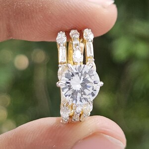 Stackable Engagement Ring in 18K Solid White Gold with 1.50 CT Premium VVS Lab Grown Solitaire Diamond in Center | Baguette Diamonds Ring