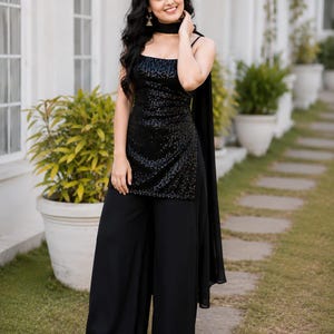 glitter blue prom dress Giovanni Testi 1 Button Slim Fit Peak Lapel Sequin Suit GT1P-3499 Blk/Wht 42R main image 1