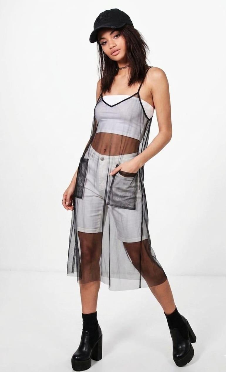 sheer mesh cover up dress White Sheer Mesh Long Sleeve Cover Up Dress  Hot Miami Styles