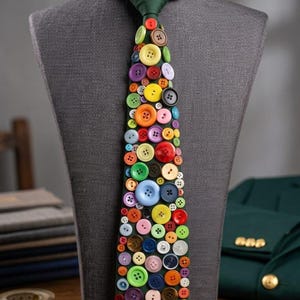Corbata de botones colorida hecha a mano / Corbata vintage llamativa, accesorio artístico