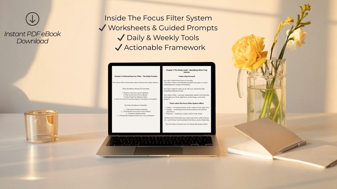 Focus Filter System | Digital Planner + Ebook to Beat Distractions and ...
