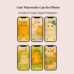 Cute Water Cat iPhone Wallpaper Set