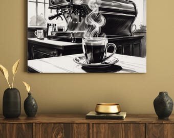 Coffee Wall Art Printable, Espresso Bar Poster, Vintage Cafe Kitchen Decor, Coffee Lover Gift, Digital Download