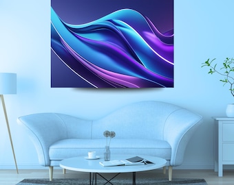 Abstract Blue Art Print – Modern Wall Decor – Digital Download for Living Room & Office