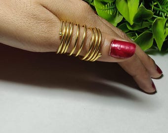 Solid Brass Wrap Thumb Ring, Adjustable Statement Jewelry