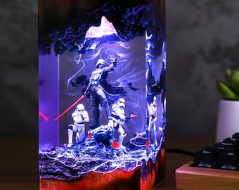 Dark Tyrant Diorama Lamp, Galaxy Wars Resin Desk Lamp, Home Decor Night Light, Epoxy art, Gift For Him, Gamer Room Light, gift for dad