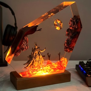 Dark Ring Resin Lamp, Fantasy Diorama Ring Night Light, Unique Geek Gift for Him, Gaming Decor Lamp, Ring Diorama Gift, valentine gift idea