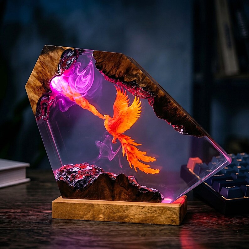 Phoenix Resin Lamp,fantasy Fire Phoenix Night Light, Fantasy Desk Decor ...