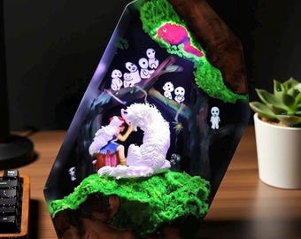 Handmade Forest Spirit Resin Lamp, Fantasy Woodland Light Sculpture, Mystical Nature Decor, Unique Night Light Gift for Art Lovers,Gift Idea