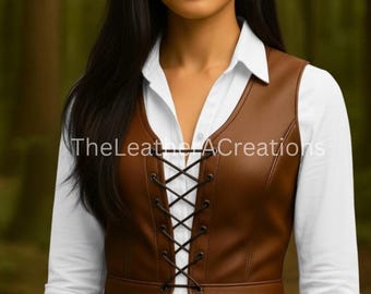 Medieval Vest Women | Lace Up Real Leather Top | Cosplay Vest