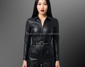 Black Leather Style Romper | Zipper Jumpsuit | Festival Outfit