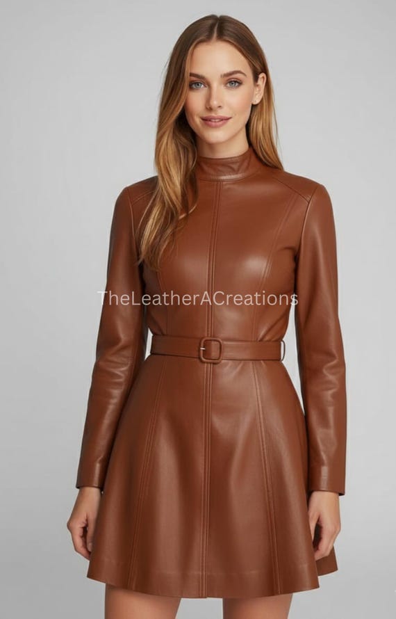 real leather dress Nasty Gal Women's Real Leather Buckle Detail Western Mini Dress in Black