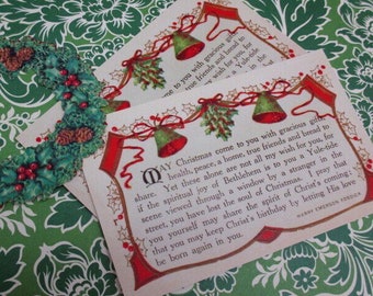 1912 Reproduction Christmas Postcard with Religious Quote, Christmas Prayer, Antique Style Religious Christmas Card, Harry Fosdick Quote