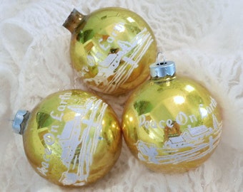 Earth Design 3 Glass Ball Christmas Tree Ornament