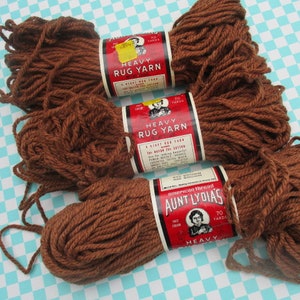 Aunt Lydia&#39;s Rug Yarn in Brown #245 / #420, 75/25% Rayon Cotton Blend Rug Yarn, 70 Yard and 210 Yard Skeins Available, Basic Brown Rug Yarn