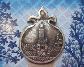 Jerusalem Pomegranate Metal Bookmark, Souvenir Israel Jerusalem Bookmark, Judaica, 4" Clip Style Bookmark, Holy Land, Free USA Shipping