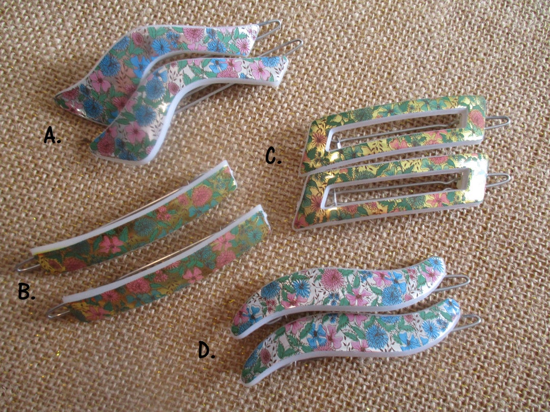 Set of 2 NOS 70s Plastic Hair Barrettes W/ FREE USA Shipping & Gift